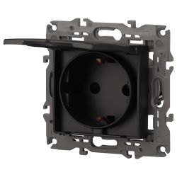 Розетка ЭРА Elegance 14-2103-05 с заземлением 2P+E Schuko со шторками с крышкой 16A-250В IP20 антрацит