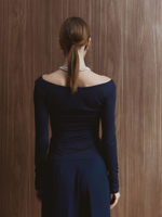 Лонгслив из вискозы, цвет тёмно-синий