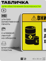 Табличка для обеспечения безопасности "Внимание помещение для хранения химикатов", для производства, предприятия, организаций, 40х30 см, Silver Plane x Айдентика Технолоджи