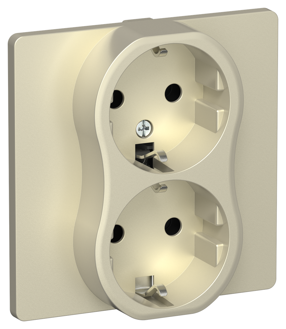 FLITE Розетка 2-местная с заземлением без защитных шторок безвинтовое крепление 16А РС12-1-К-ФлШ шампань IEK