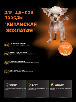 Quattro корм для щенков породы Китайская хохлатая, с индейкой, 6 кг, QUATTRO