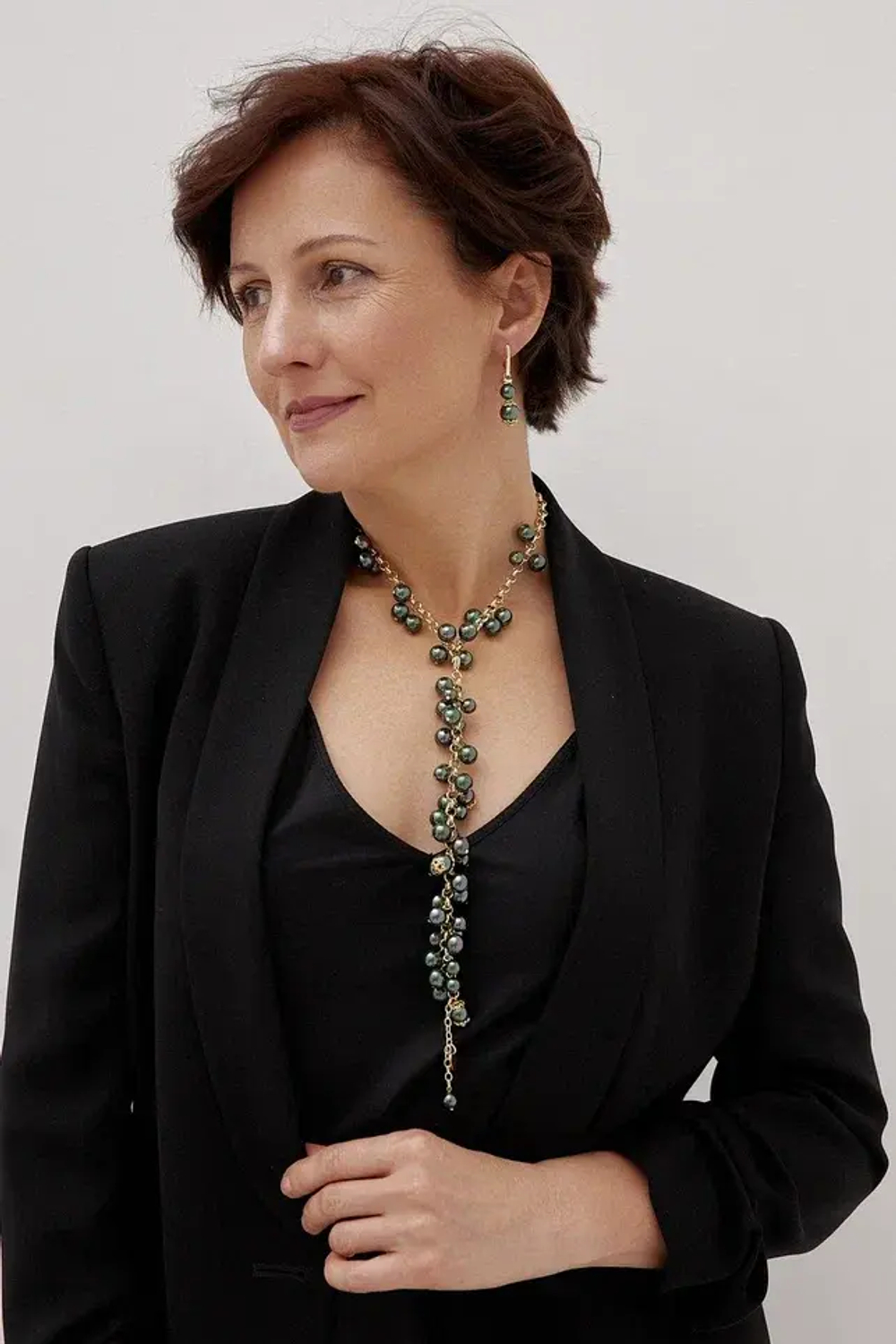 Браслет Currant зеленый жемчуг, оттенок золото