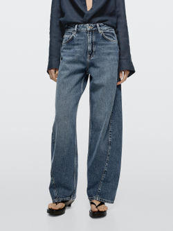 Massimo Dutti Джинсы Barrel Fit, средне-синий