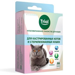 Мультивитаминное лакомство Triol "Для кастрированных котов и стерилизованных кошек" для кошек