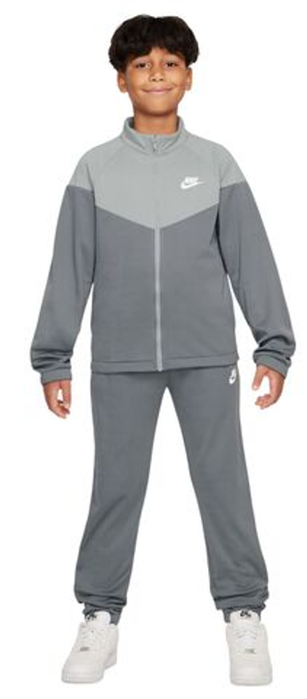 Детский теннисный костюм Nike Kids Dri-Fit Poly Knit Full Zip - smoke grey/light smoke grey/white