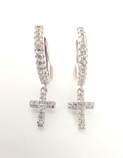 Серьги серебряные Эстерелла, 925 проба, родированные, с фианитами/Ф