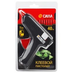 Термопистолет клеевой СИЛА SGG40-01 40Bт под стержень 11мм в комплекте 11мм х 7cм 2 шт.