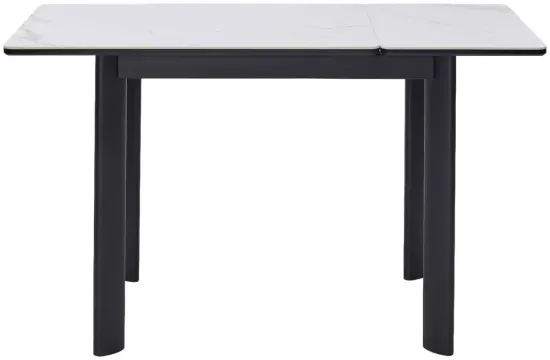 Стол ТЕТ-А-ТЕТ 110 Белый мрамор, керамика / Черный каркас