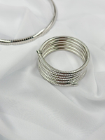 Браслет многослойный без застежки,плетение снейк, оттенок серебро