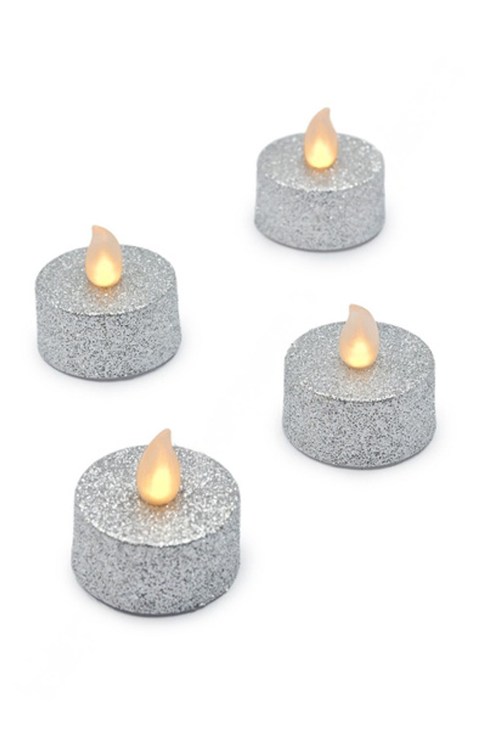 Набор свечей светодиодных 4шт 3,5х4,5см, цвет: серебро, теплый белый свет, на батарейках LR1130, SYL
