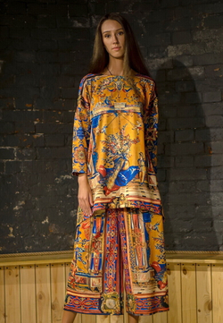 Комплект (туника и брюки кюлоты), по мотивам серии гобеленов известного мастера гротеска Жана Берена