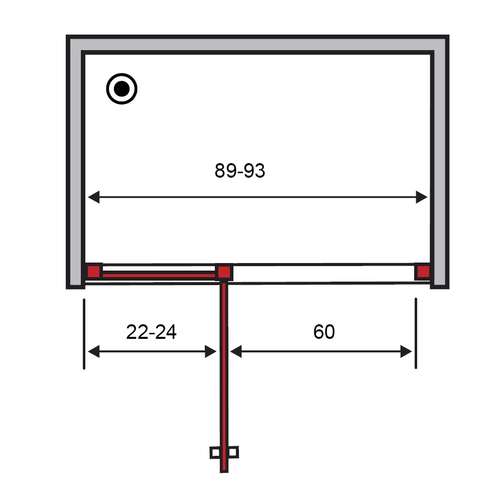 Душевая дверь в нишу VERA VRP4, 90x200, левая, профиль блестящее серебро, стекло прозрачное, VRP4IS08930TR