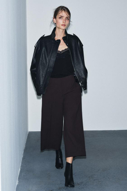 ZARA УКОРОЧЕННЫЕ БРЮКИ — ZW COLLECTION, КОРИЧНЕВЫЙ