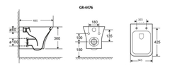 Унитаз подвесной Grossman Galaxy GR-4476S Безободковый с тонкой крышкой, 1 место