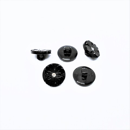 Пуговицы №553, 15мм на ножке со стразом, цв.черный  (RB z-53)