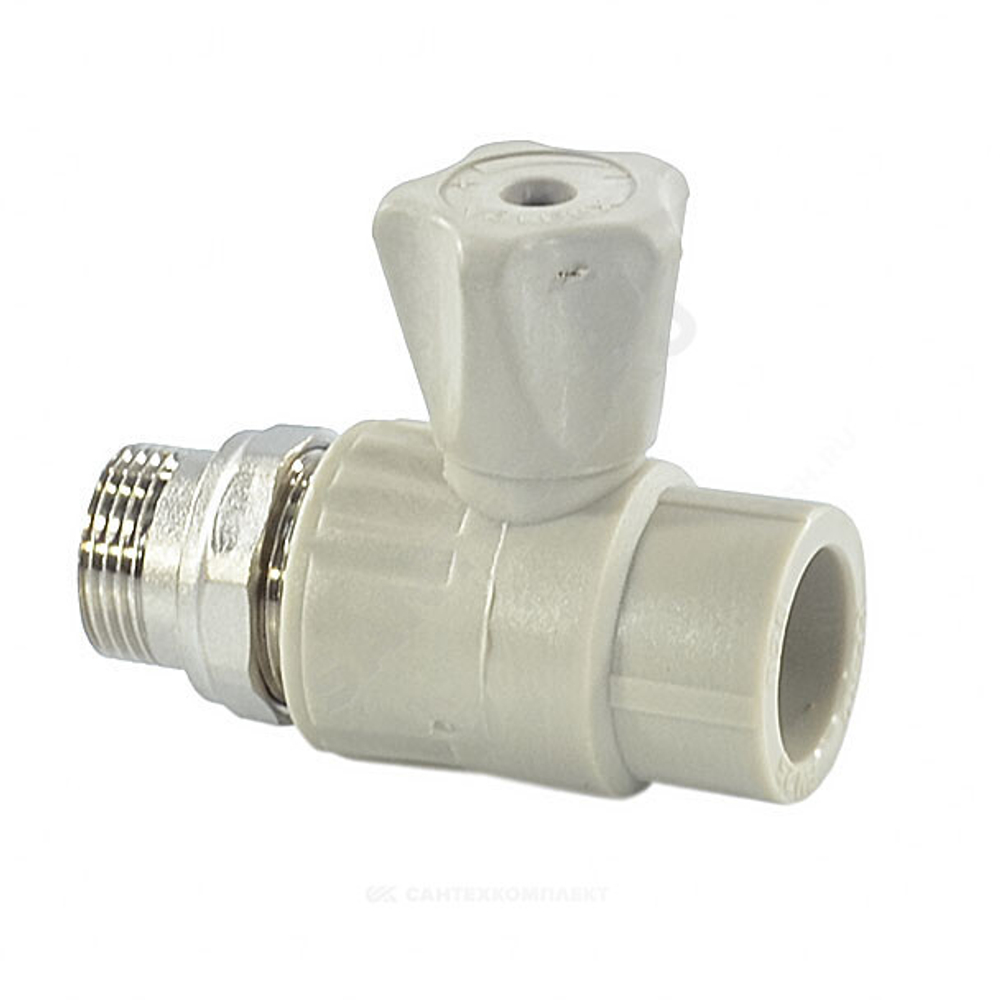 Кран шаровой PP-R серый Дн 25х3/4" НР прямой для радиатора VALFEX 10149025Г