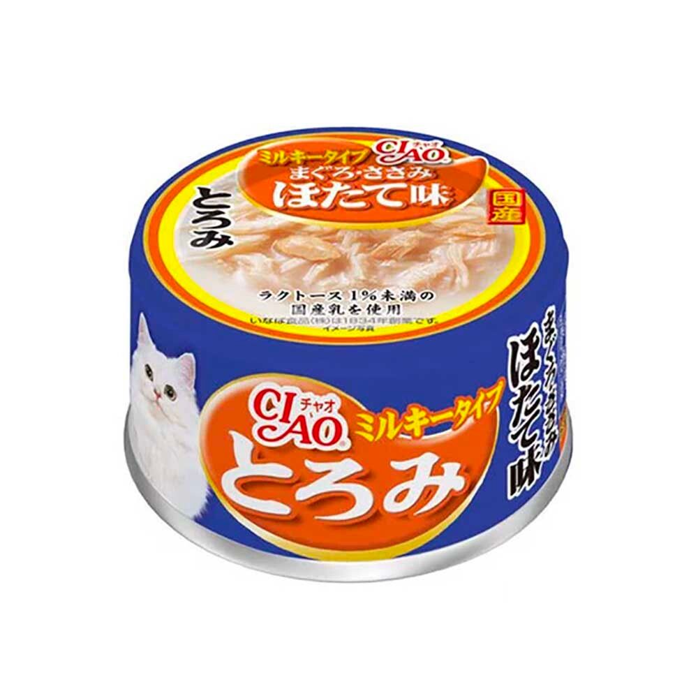 Inaba Ciao (мраморный тунец с гребешком и филе курицы в сливочном соусе) 80 г - консервы для кошек