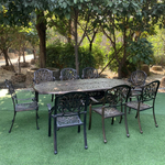 Обеденная группа из литого алюминия Tokyo 8, античная бронза