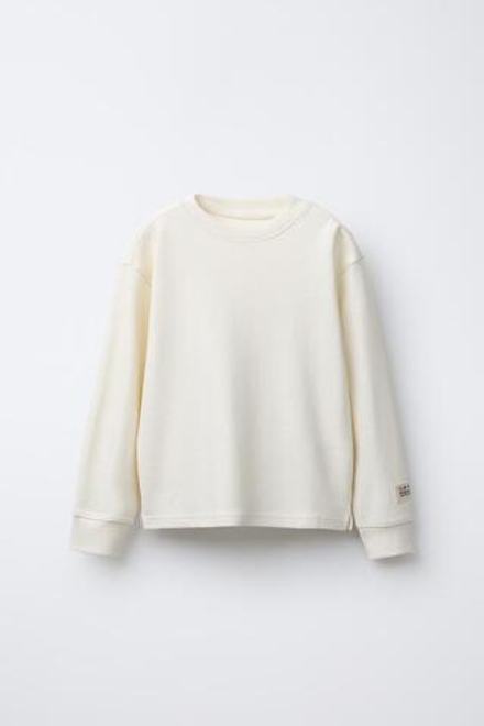 ZARA ЛОНГСЛИВ ИЗ ТКАНИ ОТТОМАН С НАШИВКОЙ, ЭКРЮ