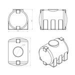 Ёмкость горизонтальная Политим 500 л. горизонтальный (1110x780x805см;синий) - арт.560709