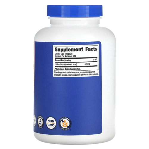 Nutricost, Глутатион, 500 мг, 240 капсул