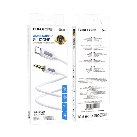 Аудио Адаптер BOROFONE BL20 Type-C - 3.5mm AUX Silicone (белый)