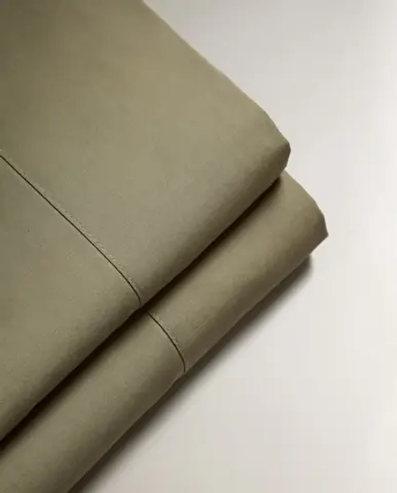 ZARA HOME (200 НИТЕЙ) ПРОСТЫНЯ ИЗ ХЛОПКА ПЕРКАЛЬ, ЗЕЛЕНЫЙ