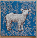 Декоративный гобеленовый чехол для интерьерной подушки Овечка на голубом 47*47