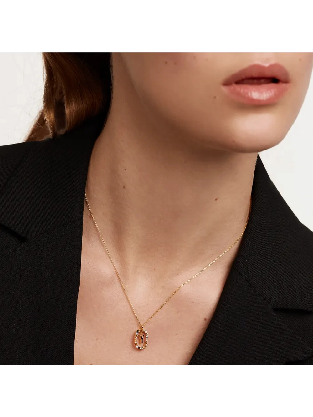 Колье Буква Y серебро 925 пробы покрытое золотом