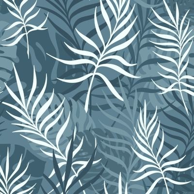 ТРОПИЧЕСКИЕ ЛИСТЬЯ НА ГОЛУБОМ ФОНЕ