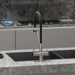 Смеситель для кухни Sancos Dora с гибким изливом, цвет брашированный никель/черный, арт. SC4003BN