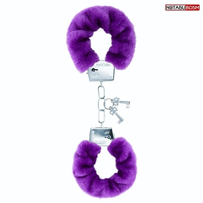 Металлические наручники с мягкой фиолетовой опушкой (Цвет: фиолетовый)