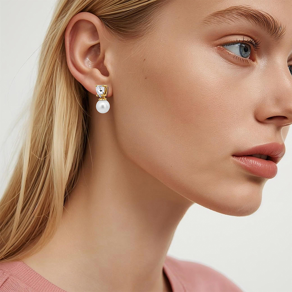 Серьги Dyrberg Kern EMO SG CRYSTAL / WHITE PEARL 480036