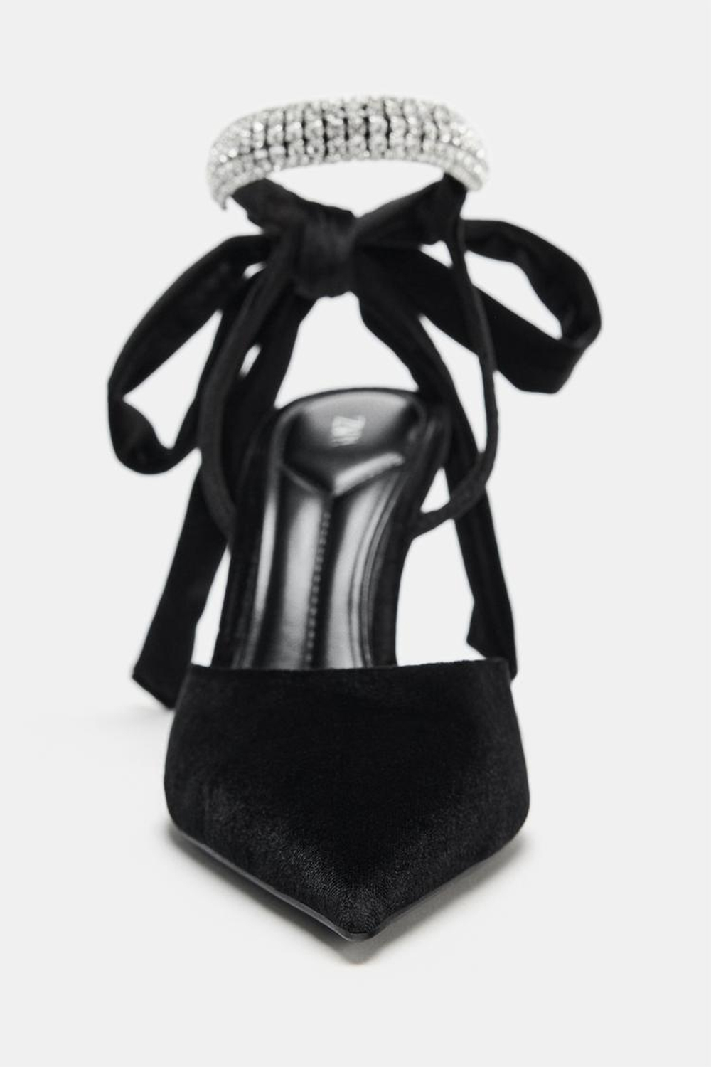 ZARA ТУФЛИ-МЮЛИ СО СТРАЗАМИ, ЧЕРНЫЙ