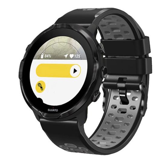 Ремешок двухцветный дышащий 24 мм для Suunto 9 Baro, Suunto 7, Suunto Spartan Sport силиконовый (Черный/серый)