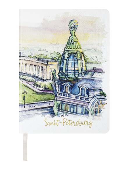 Ежедневник недатированный "Санкт-Петербург. Дом Зингера" А5 168 листов, гибкая обложка  экокожа, на сшивке