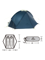Палатка туристическая Naturehike Tagar NH17T180-J двухместная, синяя, 6927595716182