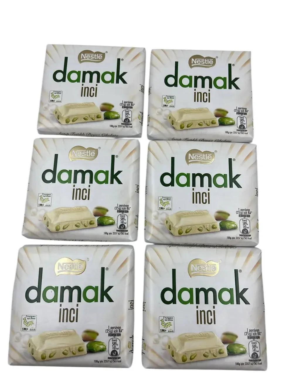 Турецкий белый шоколад Damak с фисташкой (6шт по 60гр)