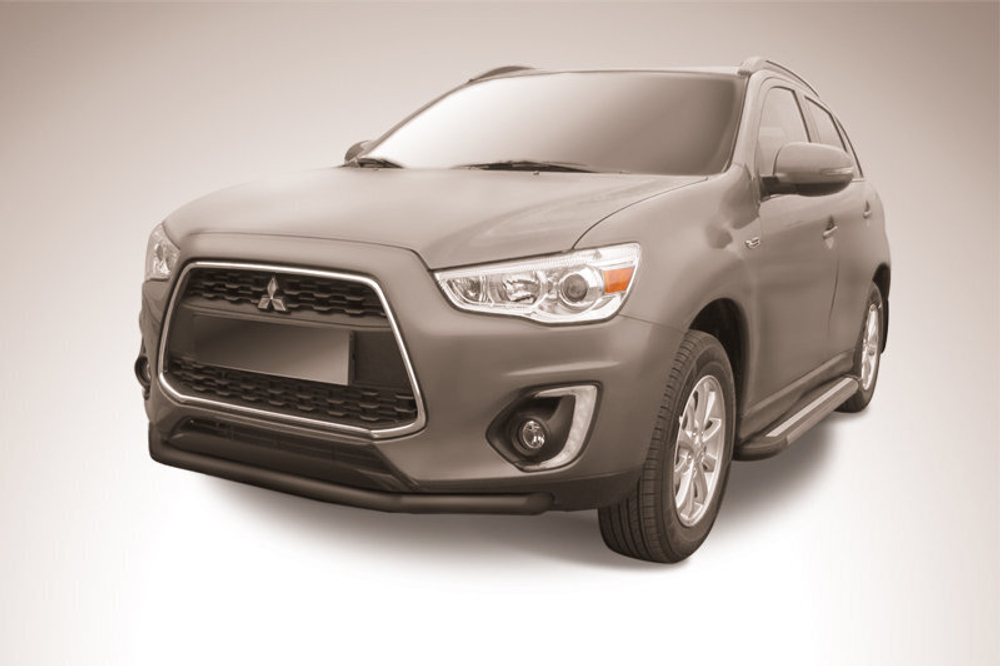 Защита переднего бампера Mitsubishi ASX (2012-2016) d57 серебристая