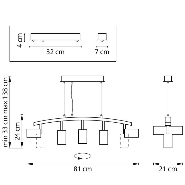 Комплект с подвесной люстрой Lightstar Rullo (571735+214430-5) LR735305