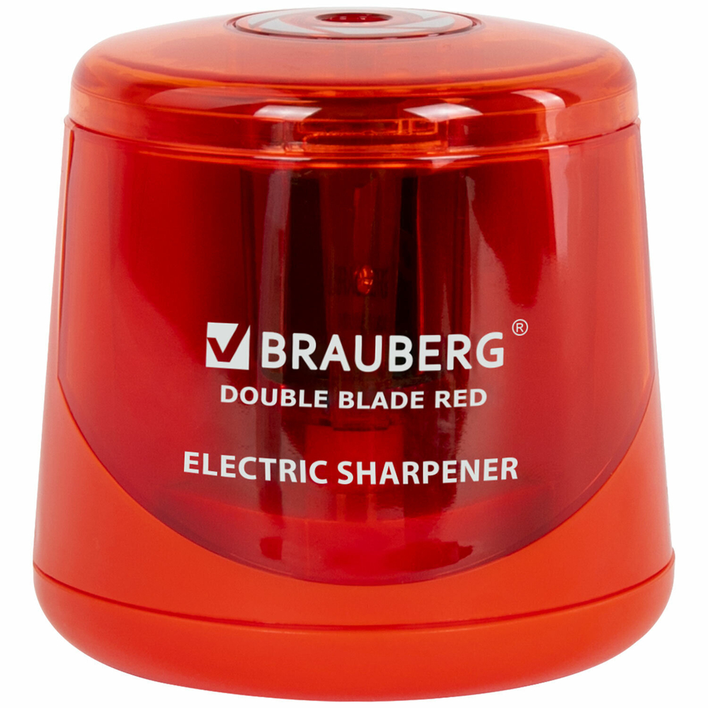 Точилка электрическая BRAUBERG DOUBLE BLADE RED двойное лезвие питание от 2 батареек АА (2 штуки в упаковке)