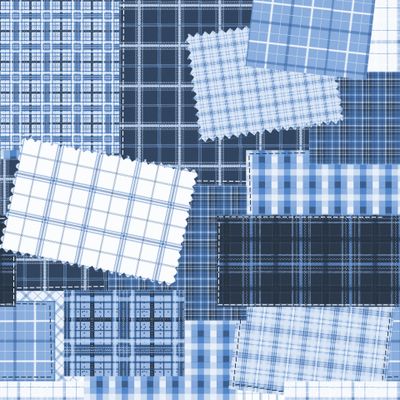 Клетчатый печворк голубой