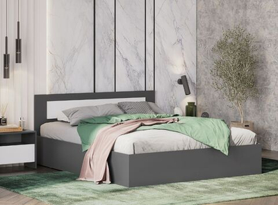 Дольче Кровать двойная с основанием (1,6*2,0) Графит/Белый