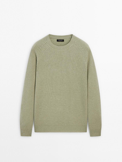 Massimo Dutti Свитер из смесовой шерсти, светло-зеленый