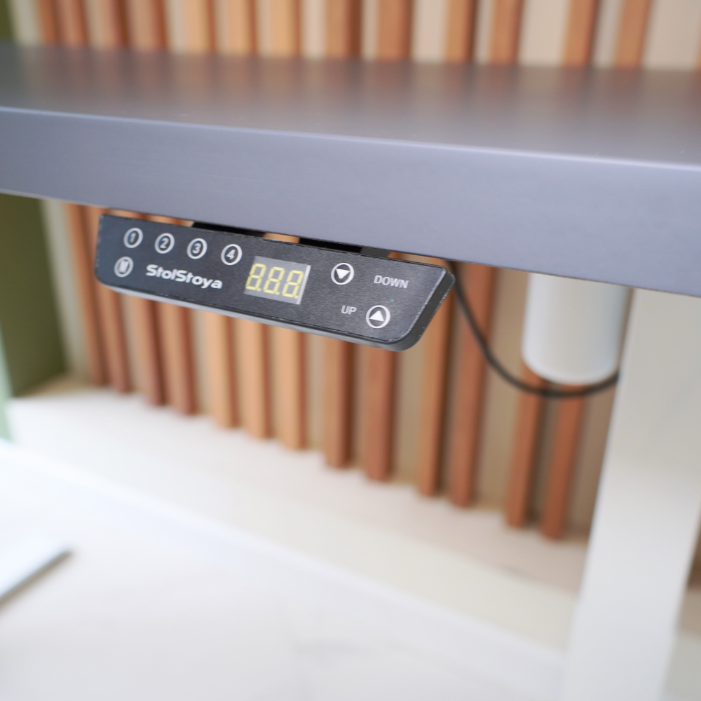 Регулируемый компьютерный стол Motor UP с регулировкой по высоте — столешница МДФ сланцево-серый