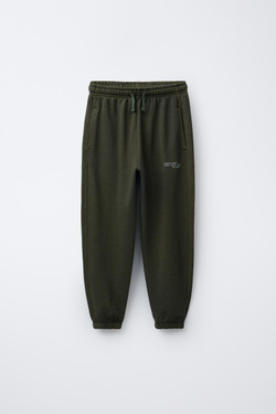 ZARA ДЖОГГЕРЫ ИЗ МЯГКОЙ ТКАНИ GARMENT DYE, ЗЕЛЕНЫЙ