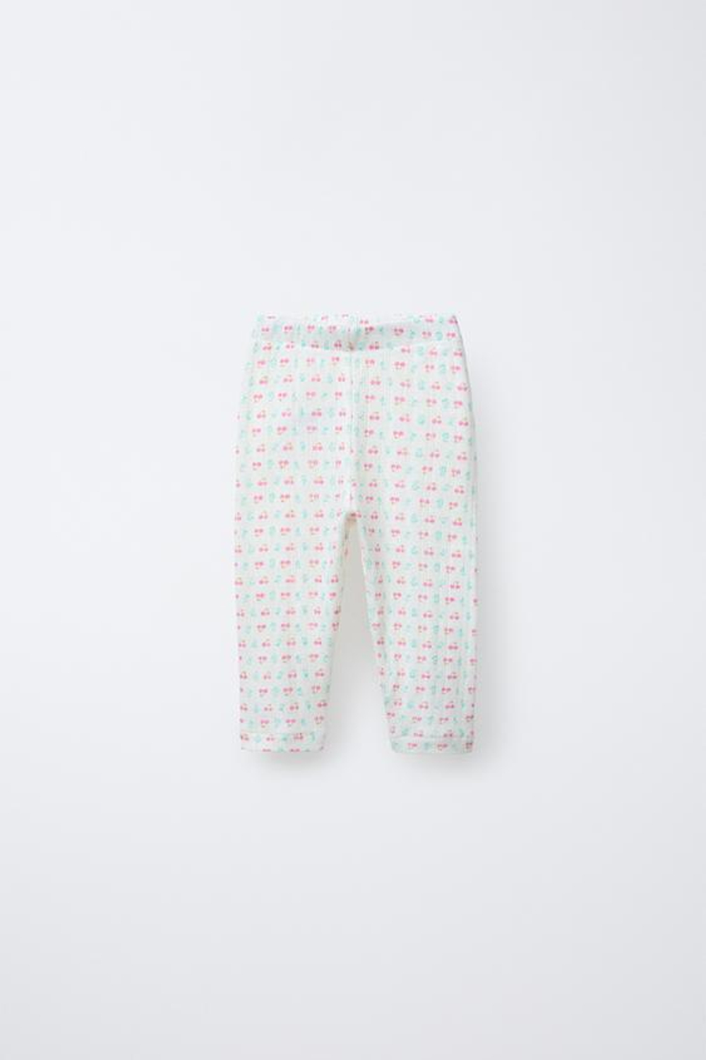 ZARA ЛЕГИНСЫ С ПРИНТОМ «ВИШНЯ», СВЕТЛЫЙ ЭКРЮ