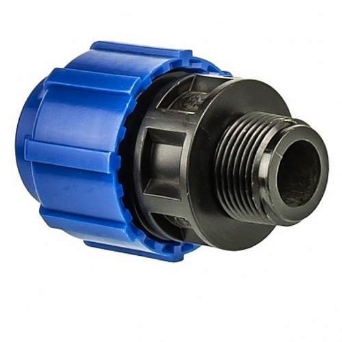 Муфта (ПНД) ПЭ Дн 25х3/4 с наружной резьбой н.р напорная компрессионная