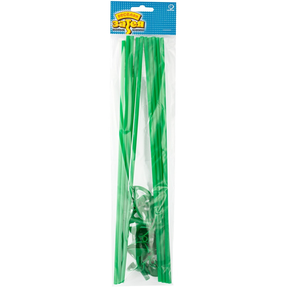 Держатель для шара Набор 10 шт Палочка + Розетка 38 см (Зеленый)