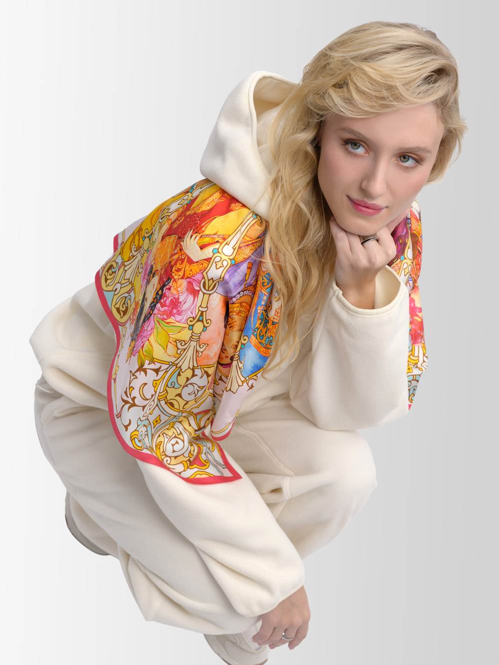 Платок «БРИКС 2024» 100% шёлк